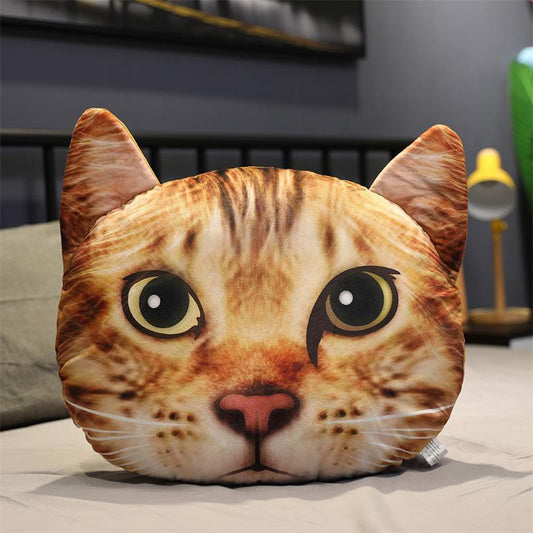 HKM-622355 3D Cartoon Cat Head Plush Cushion for Ages 7-14