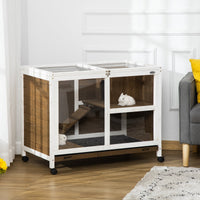 HKM-6224829 Compact Mobile Rabbit Hutch with Plexiglass and Easy-Access Roof