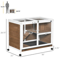 HKM-6224829 Compact Mobile Rabbit Hutch with Plexiglass and Easy-Access Roof