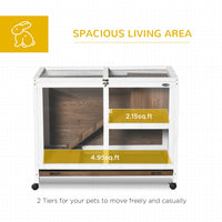 HKM-6224829 Compact Mobile Rabbit Hutch with Plexiglass and Easy-Access Roof