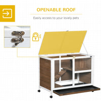 HKM-6224829 Compact Mobile Rabbit Hutch with Plexiglass and Easy-Access Roof