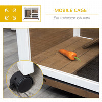 HKM-6224829 Compact Mobile Rabbit Hutch with Plexiglass and Easy-Access Roof