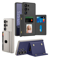 HKM-622483 Magnetic Split Wallet Phone Case with Built-in Wireless Charger and Stand for Samsung