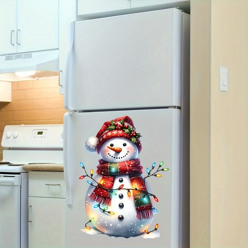 HKM-622483 Waterproof American Style Snowman Christmas Light Wall Stickers – 30x30cm PVC Decor