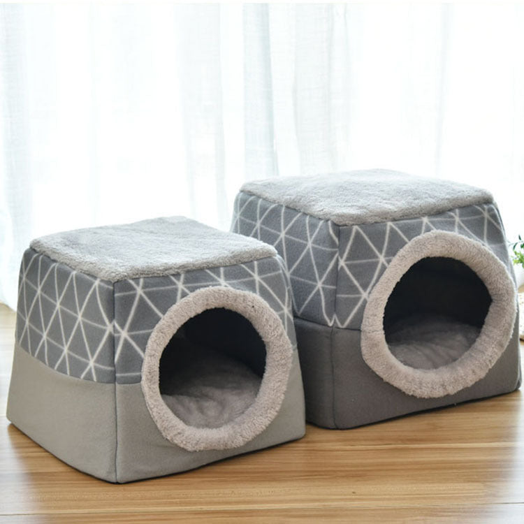 HKM-6225213 Cozy Flannel Cat House with Spacious Design for All Seasons