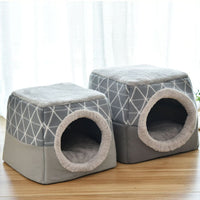 HKM-6225213 Cozy Flannel Cat House with Spacious Design for All Seasons