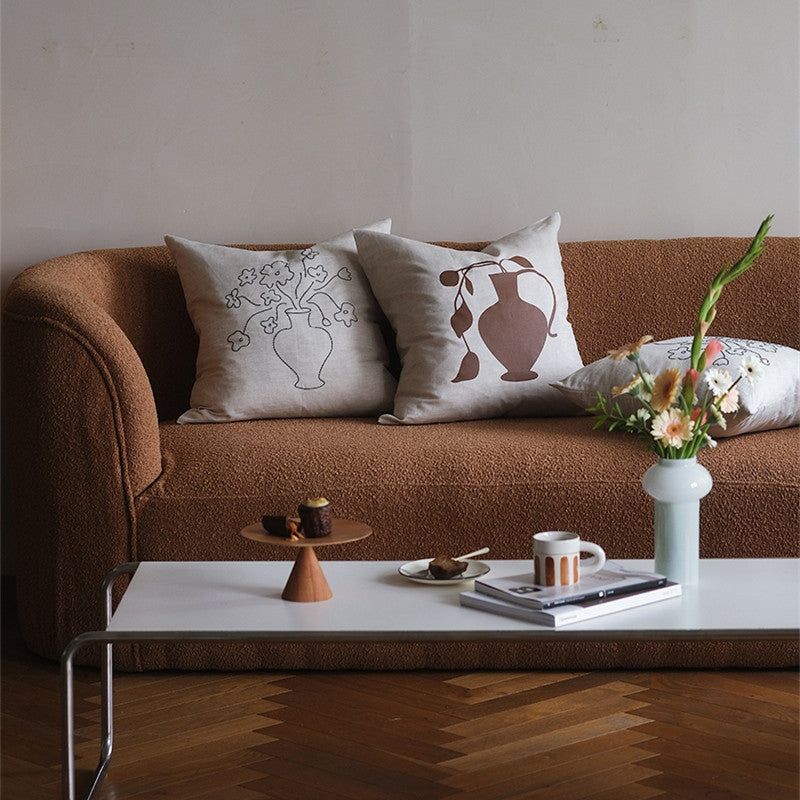 HKM-622547 Linen Embroidery Removable and Washable Sofa Pillow for Living Room - 45x45cm / 50x50cm