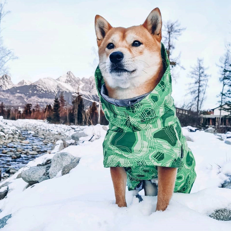 HKM-6225597 Warm Waterproof Quilted Dog Cotton Jacket in Emerald Green and Orange Red - Sizes M to 4XL