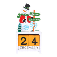 HKM-622675 Wooden Christmas Countdown Calendar with Santa Claus, Snowman, and Elk Decorations