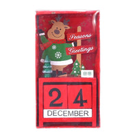 HKM-622675 Wooden Christmas Countdown Calendar with Santa Claus, Snowman, and Elk Decorations
