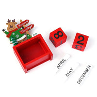 HKM-622675 Wooden Christmas Countdown Calendar with Santa Claus, Snowman, and Elk Decorations