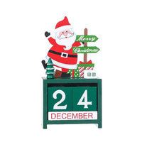 HKM-622675 Wooden Christmas Countdown Calendar with Santa Claus, Snowman, and Elk Decorations