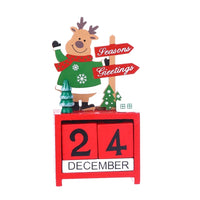 HKM-622675 Wooden Christmas Countdown Calendar with Santa Claus, Snowman, and Elk Decorations