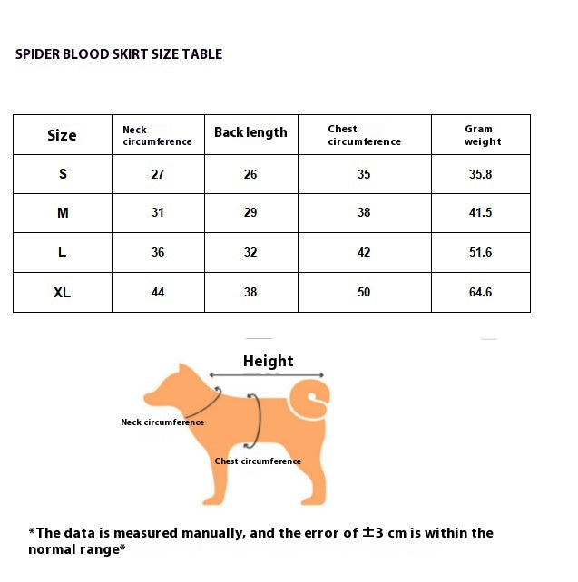 HKM-6227517 Personalized Halloween Bloodshot Spider Skirt for Dogs, Casual Pet Clothing in Multiple Sizes