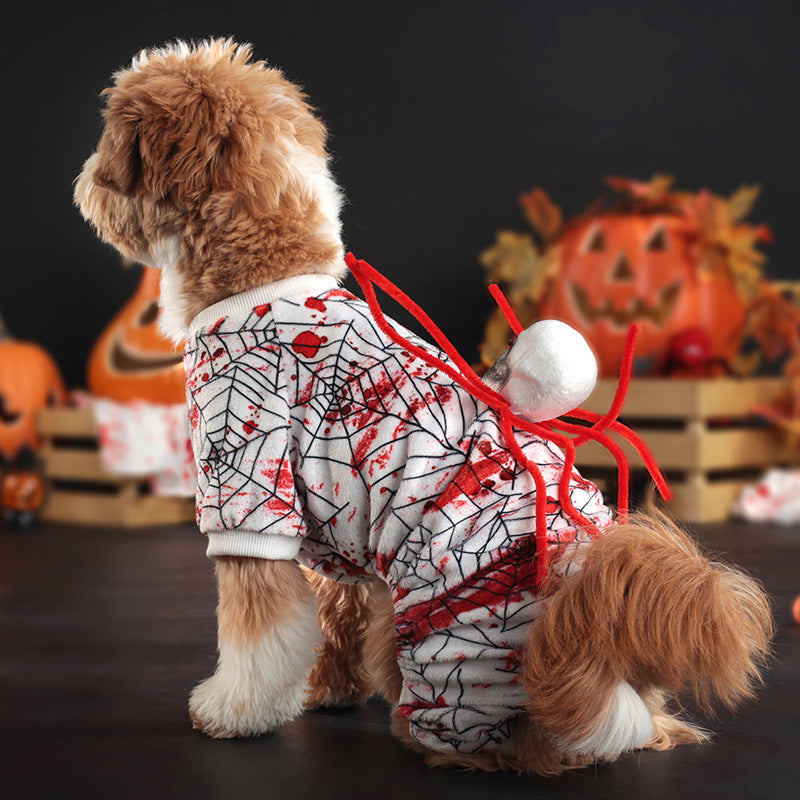 HKM-6227517 Personalized Halloween Bloodshot Spider Skirt for Dogs, Casual Pet Clothing in Multiple Sizes
