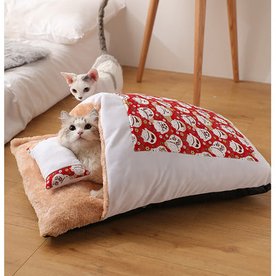HKM-6227773 Removable and Washable Cat Litter Nest in Red and Blue - Size Options S, M, L