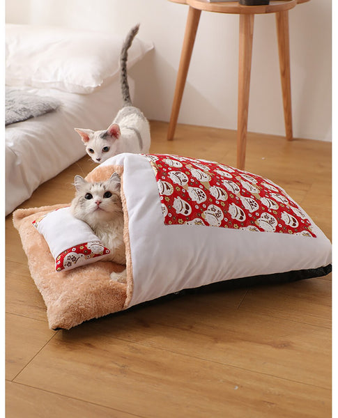 HKM-6227773 Removable and Washable Cat Litter Nest in Red and Blue - Size Options S, M, L