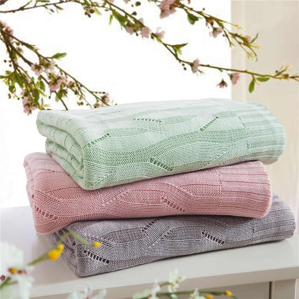 HKM-622867 Bamboo Fiber Knitted Towel Blanket in Striped Design for Summer - Sizes S and M Available