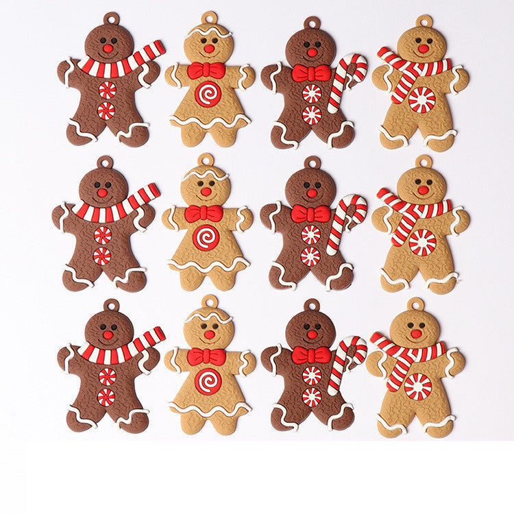 HKM-622995 Gingerbread Man Christmas Ornament - Handcrafted PVC Resin Tree Decoration 7x5cm