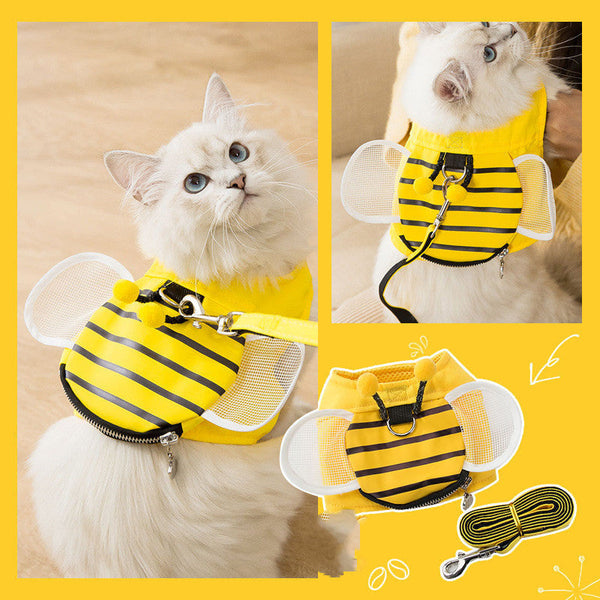 HKM-6230717 Adjustable Cat Walking Rope with Flannel and Mesh Wings for Cats of Various Weights