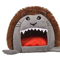 HKM-6230973 Cozy Velvet Cat Tent Bed for Small to Medium Pets - Yellow, Gray, Pink, Brown