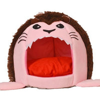 HKM-6230973 Cozy Velvet Cat Tent Bed for Small to Medium Pets - Yellow, Gray, Pink, Brown