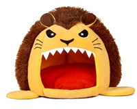 HKM-6230973 Cozy Velvet Cat Tent Bed for Small to Medium Pets - Yellow, Gray, Pink, Brown
