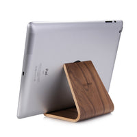 HKM-623251 Double-Sided Tablet Stand in Birch and Walnut Finish, Compact Design, Lightweight at 92g