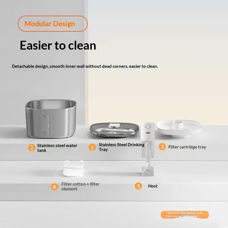 HKM-6232765 Smart Water Dispenser for Cats - 4L Capacity SUS304 Stainless Steel Fountain