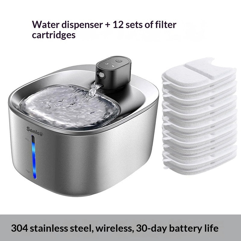 HKM-6232765 Smart Water Dispenser for Cats - 4L Capacity SUS304 Stainless Steel Fountain