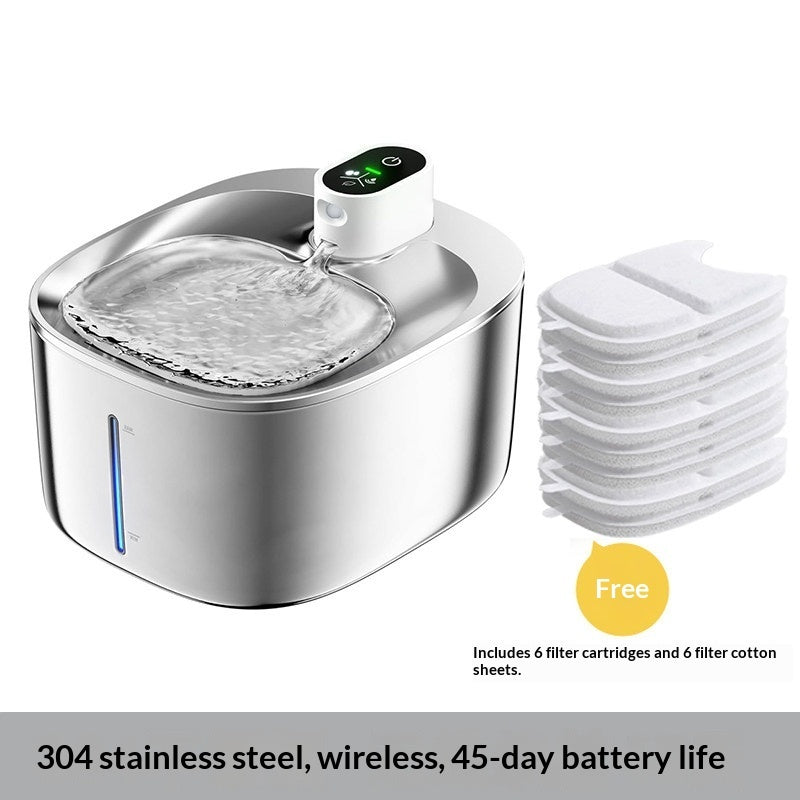 HKM-6232765 Smart Water Dispenser for Cats - 4L Capacity SUS304 Stainless Steel Fountain