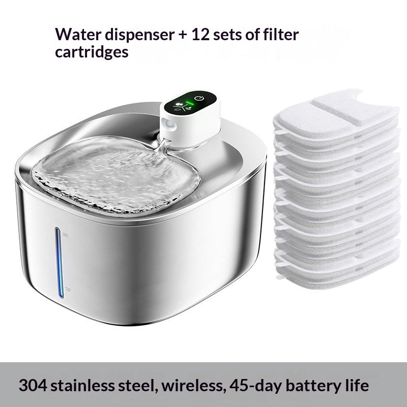 HKM-6232765 Smart Water Dispenser for Cats - 4L Capacity SUS304 Stainless Steel Fountain