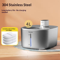 HKM-6232765 Smart Water Dispenser for Cats - 4L Capacity SUS304 Stainless Steel Fountain