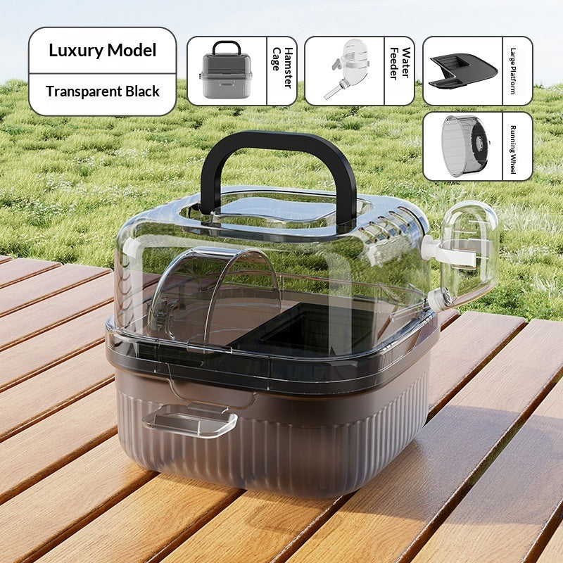 HKM-6233149 Portable Outdoor Hamster Travel Cage with Water Dispenser and Running Wheel