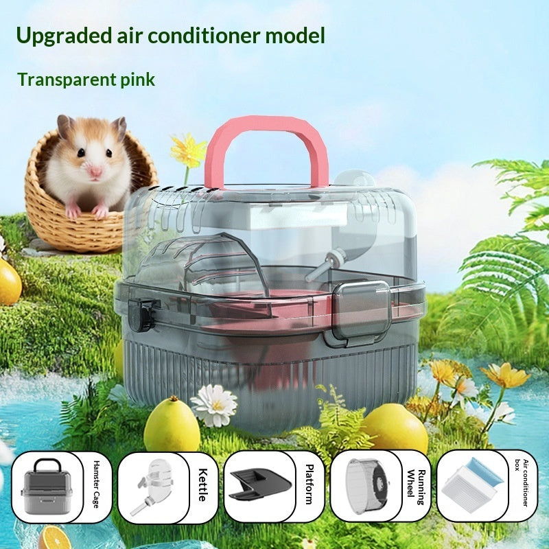 HKM-6233149 Portable Outdoor Hamster Travel Cage with Water Dispenser and Running Wheel