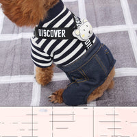 HKM-6233277 Striped Cotton Suspenders for Small Dogs in Navy Blue & White or Gray & White