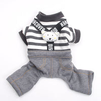 HKM-6233277 Striped Cotton Suspenders for Small Dogs in Navy Blue & White or Gray & White