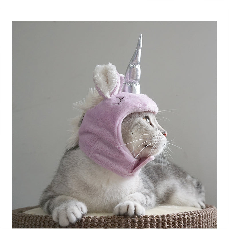HKM-6234301 Purple Silver Horn Pet Halloween Hat for Cats - Medium Size