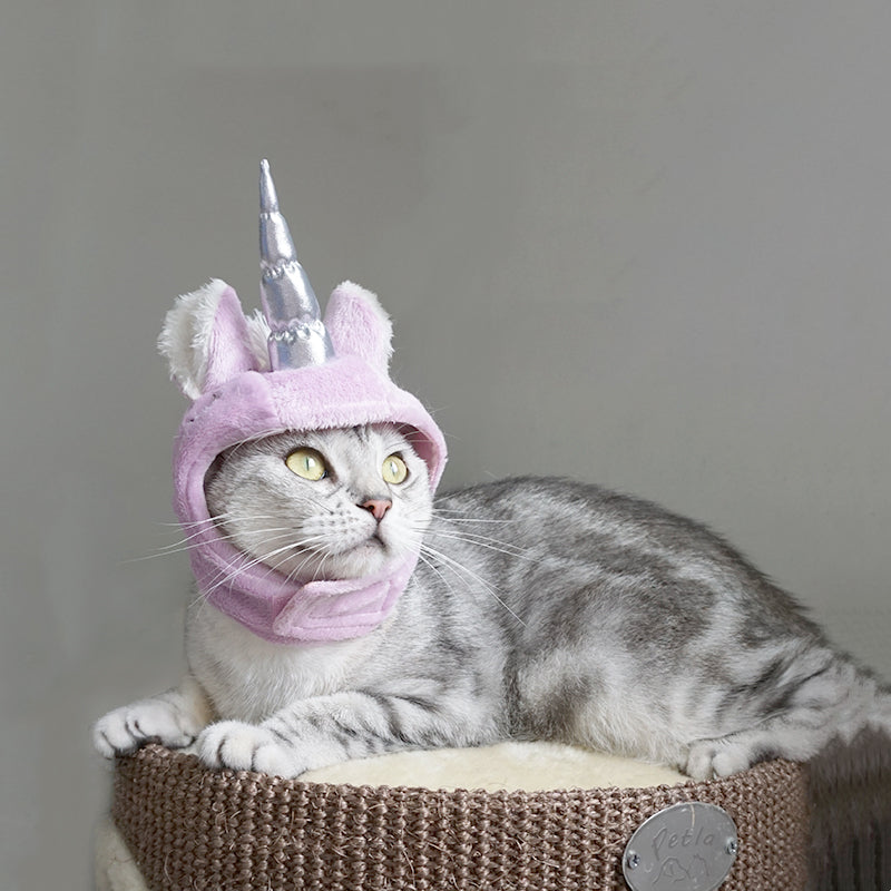 HKM-6234301 Purple Silver Horn Pet Halloween Hat for Cats - Medium Size