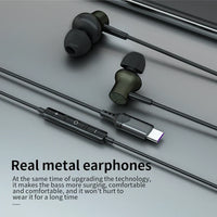 HKM-623443 Wired Type C Earphones with Mic and Volume Control for iPhone 15, Huawei, and Samsung Devices