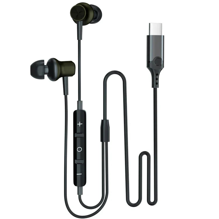 HKM-623443 Wired Type C Earphones with Mic and Volume Control for iPhone 15, Huawei, and Samsung Devices