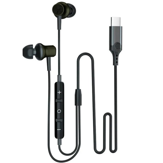 HKM-623443 Wired Type C Earphones with Mic and Volume Control for iPhone 15, Huawei, and Samsung Devices