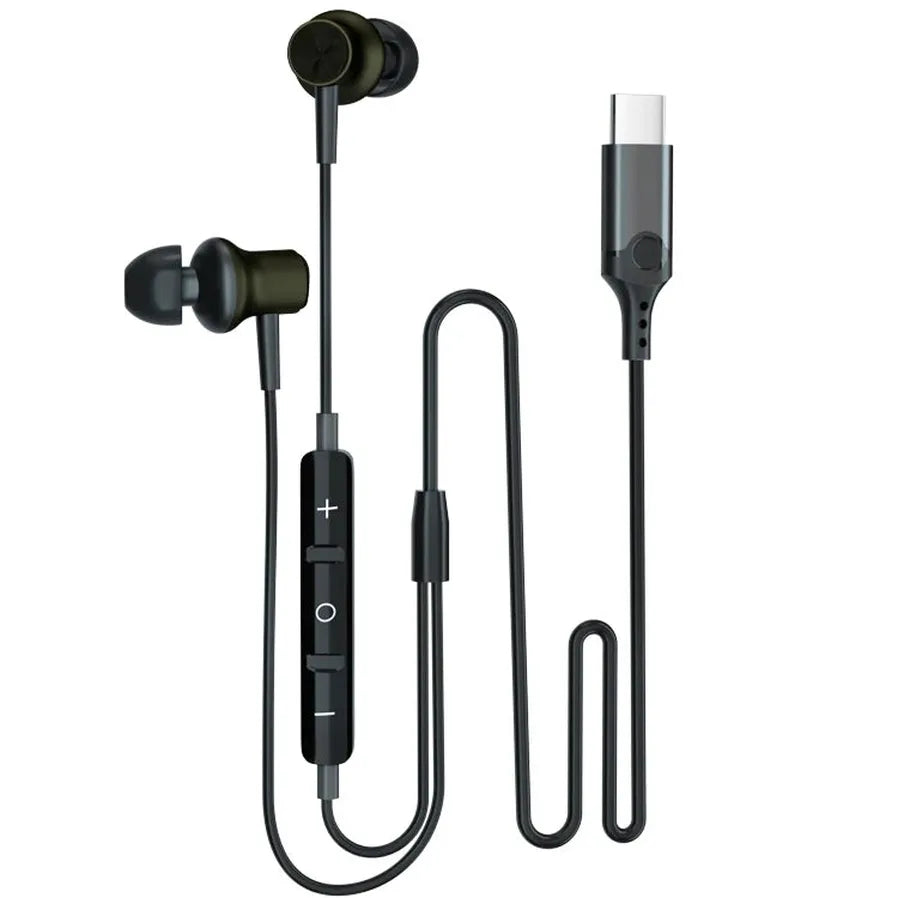 HKM-623443 Wired Type C Earphones with Mic and Volume Control for iPhone 15, Huawei, and Samsung Devices