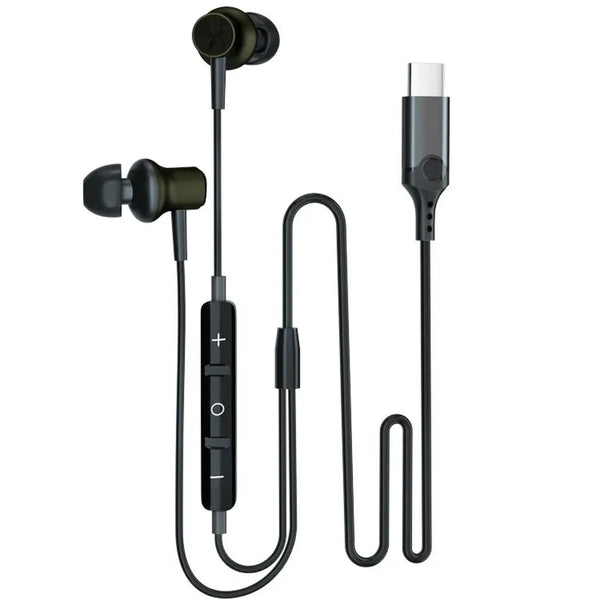 HKM-623443 Wired Type C Earphones with Mic and Volume Control for iPhone 15, Huawei, and Samsung Devices