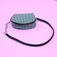 HKM-6235069 Pet Backpack Carrier for Small Dogs and Cats - Adjustable Chain & Houndstooth Design