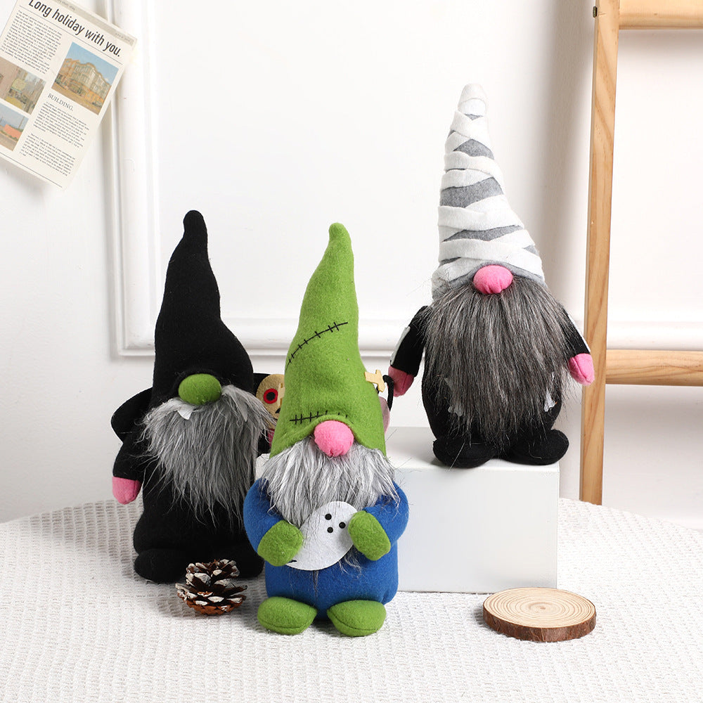 HKM-623507 Cute Modern Cartoon Faceless Halloween Decor Doll - Green, Black, White Options