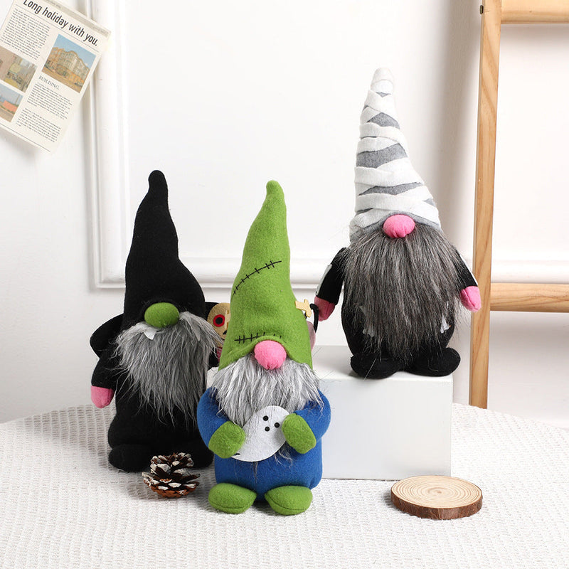 HKM-623507 Cute Modern Cartoon Faceless Halloween Decor Doll - Green, Black, White Options