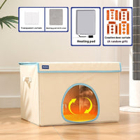 HKM-6236733 Cozy Winter Cat Nest Bed with Removable Heating Mat, Two Sizes Available