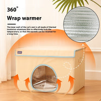 HKM-6236733 Cozy Winter Cat Nest Bed with Removable Heating Mat, Two Sizes Available