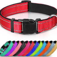 HKM-6238653 Adjustable Reflective Nylon Dog Collar for Small to Extra Large Pets - Multiple Color Options Available